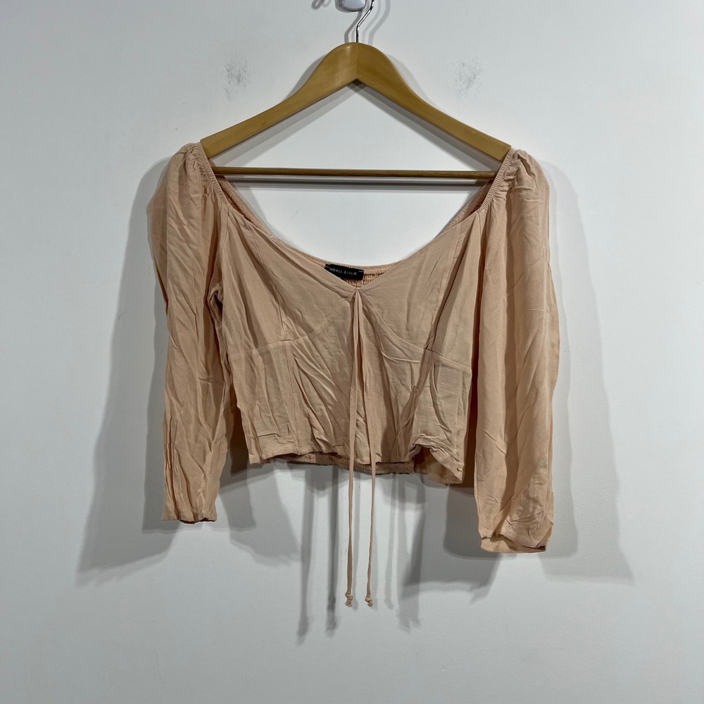 Kendall & Kylie Renfair Milkmaid Babydoll Smocked Crop Top Size XS Coquette Boho